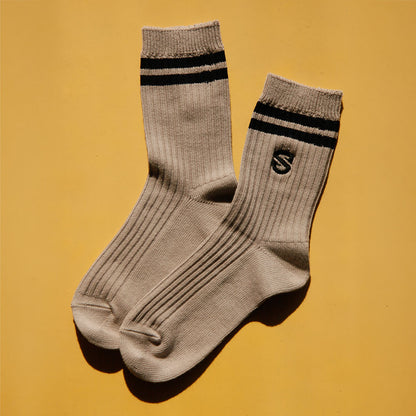 [Socks Shop Collaboration] [Women's] 2-line S embroidered ribbed socks