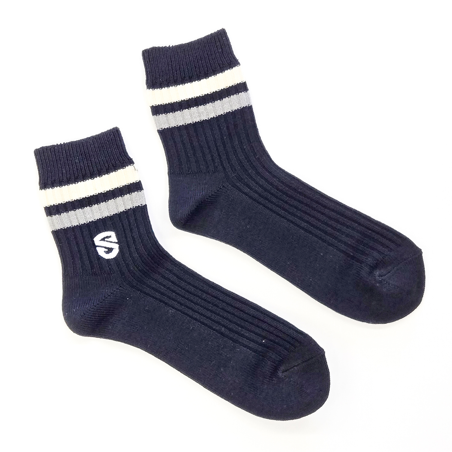 【靴下屋コラボ】【メンズ】エンブレム刺繍2ラインソックス(25~27cm)