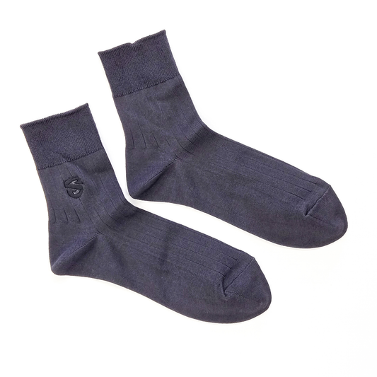 【靴下屋コラボ】【メンズ】エンブレム刺繍リブショートソックス(25~27cm)